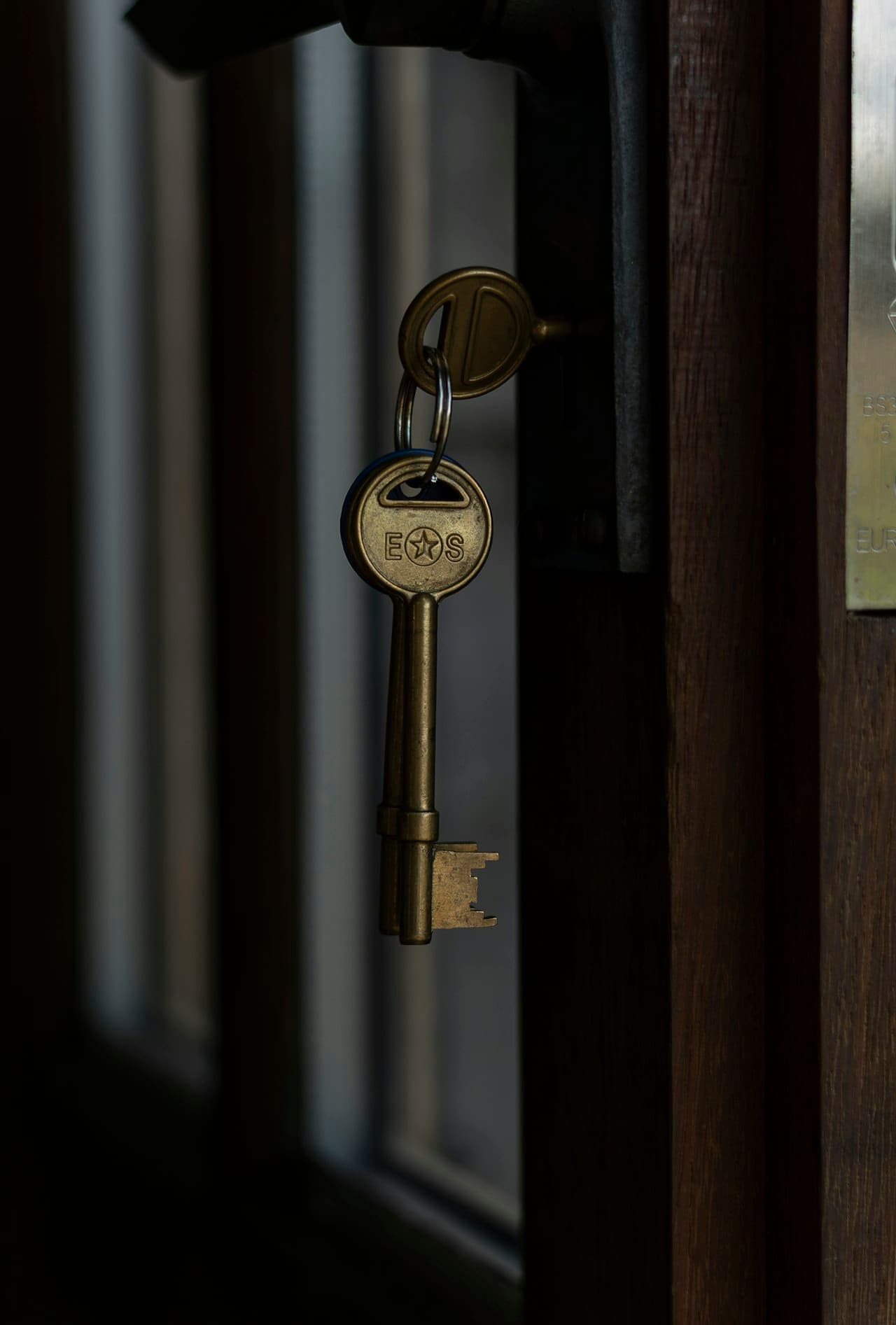 Keys hanging in a door lock