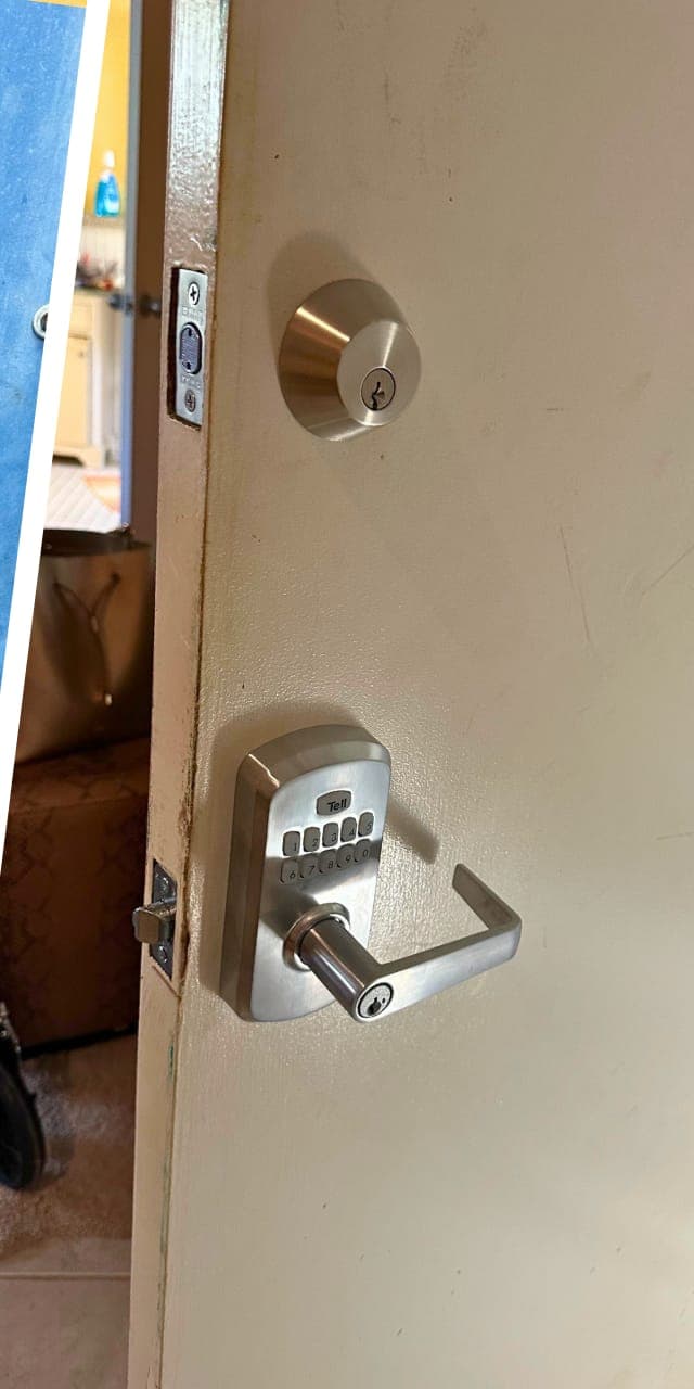 Keypad deadbolt installed by Forge Locksmith on a residential door
